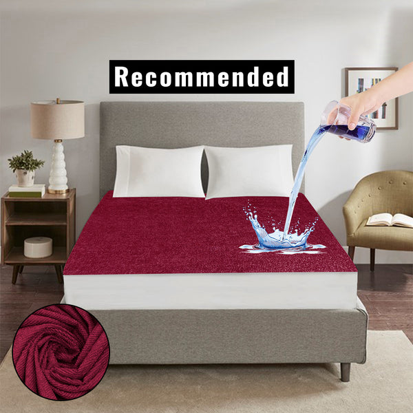 Terry Waterproof Mattress Cover - Maroon