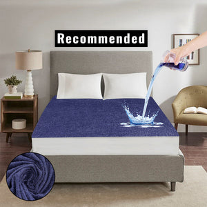 Terry Waterproof Mattress Cover -Blue
