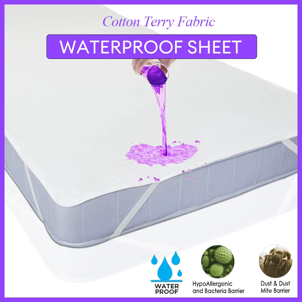 100% Water Proof Flat Sheet King Size Cotton Terry Fabric