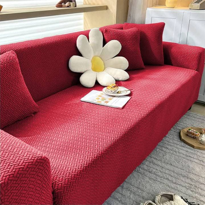 Stripe Jacquard Sofa Cover (Red)