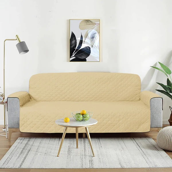 Cotton Quilted Sofa Runner - Sofa Coat Beig