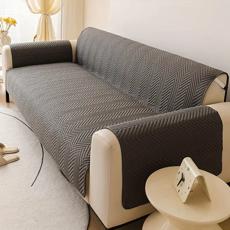 New Cotton Quilted Sofa Cover - grey