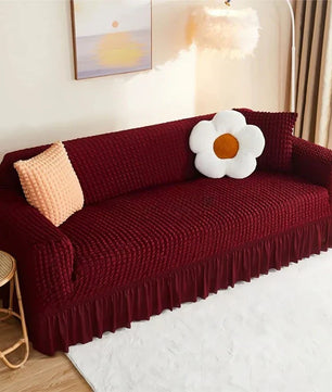 Bubble Sofa Covers  (Maroon) With Free Cushion Covers