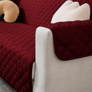Cotton Quilted Sofa Runner - Sofa Coat Maroon