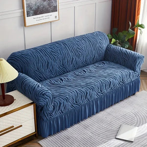 Zebra Velvet Sofa Covers  (Blue)
