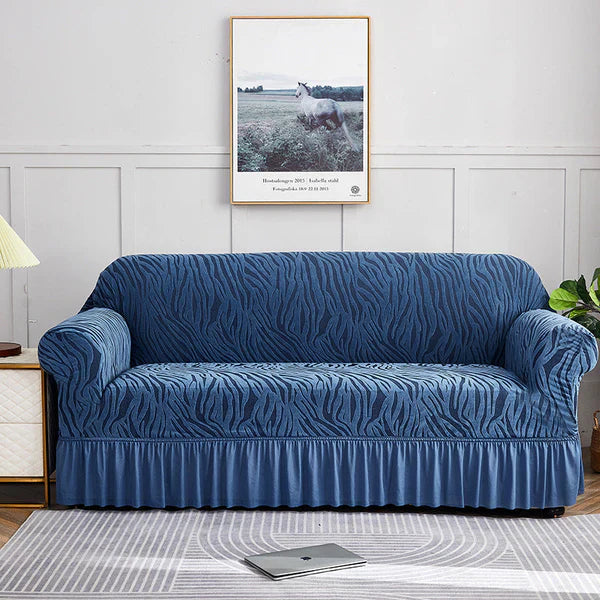 Zebra Velvet Sofa Covers  (Blue)