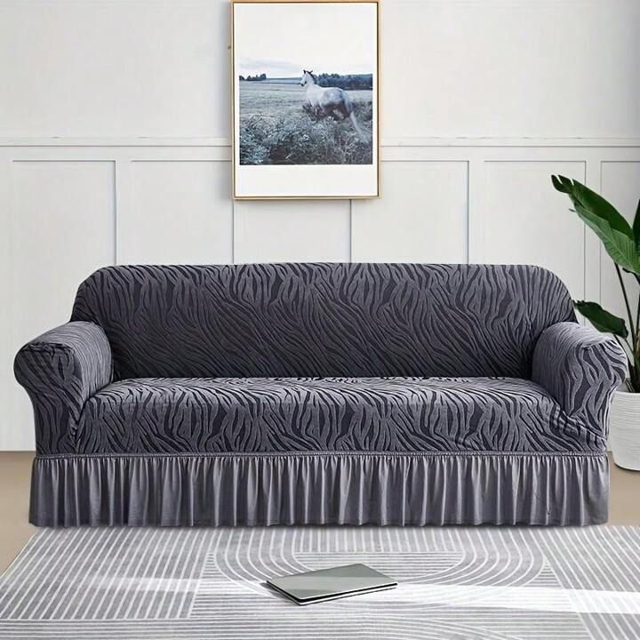 Zebra Velvet Sofa Covers (Grey)