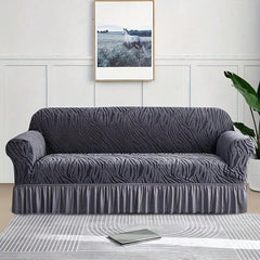 Zebra Velvet Sofa Covers (Grey)