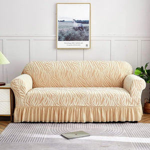Zebra Velvet Sofa Covers (Beige)