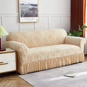 Zebra Velvet Sofa Covers (Beige)