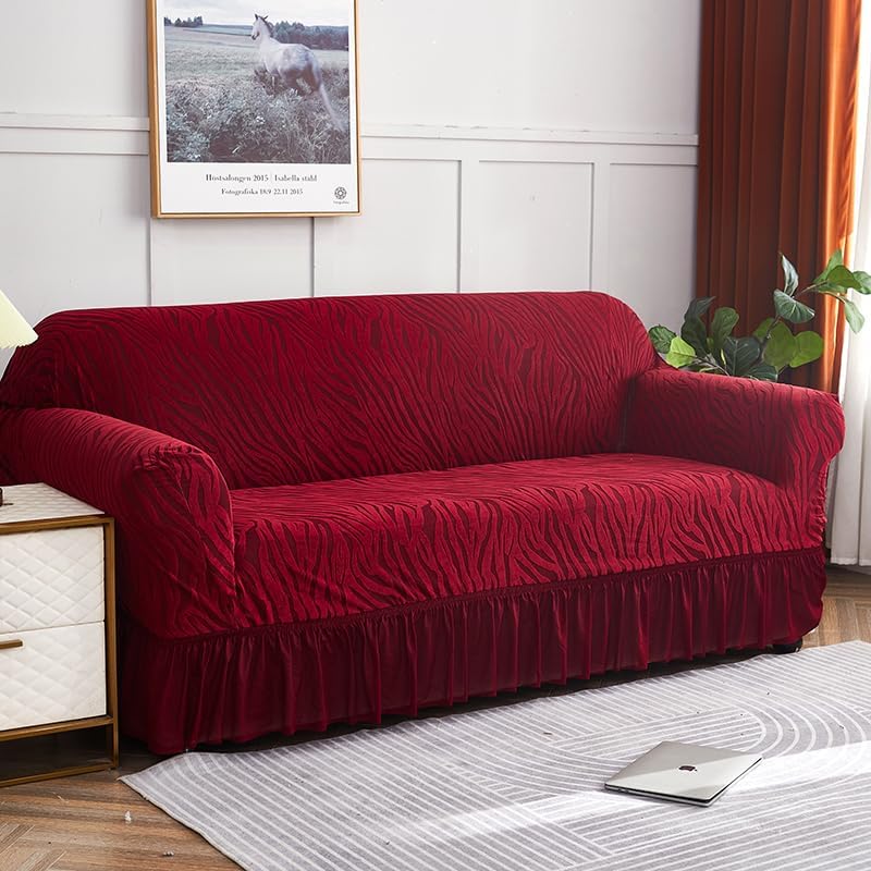Zebra Velvet Sofa Covers (Maroon)