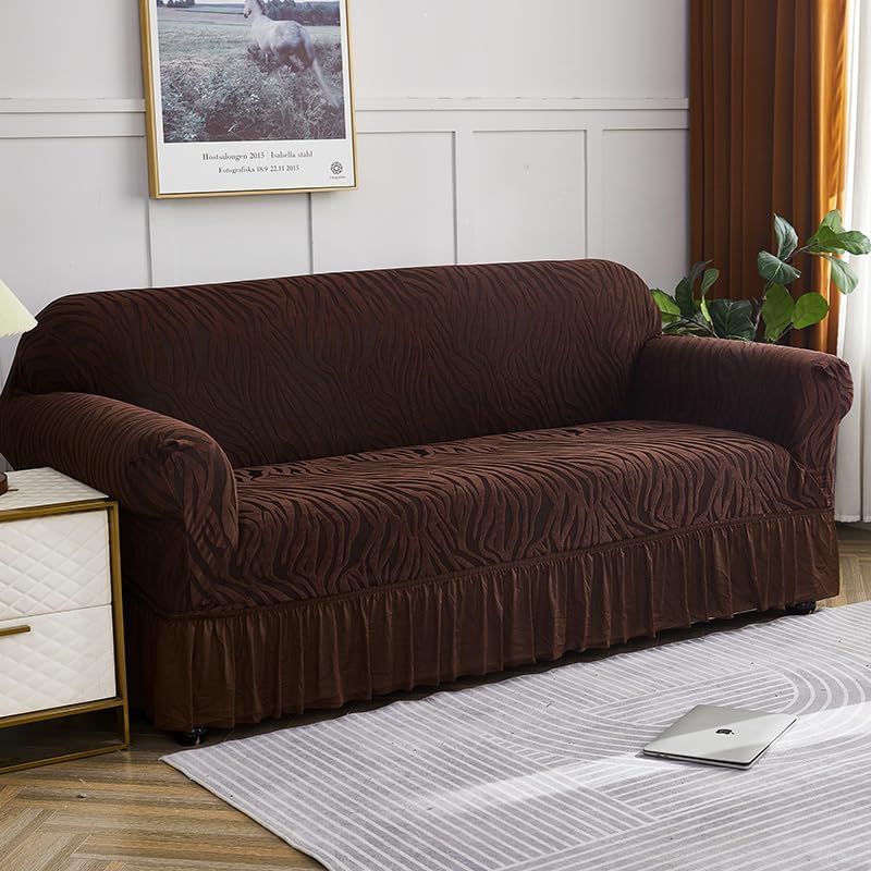 Zebra Velvet Sofa Covers (Dark Brown)