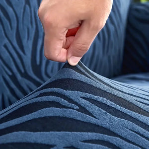 Zebra Velvet Sofa Covers  (Blue)