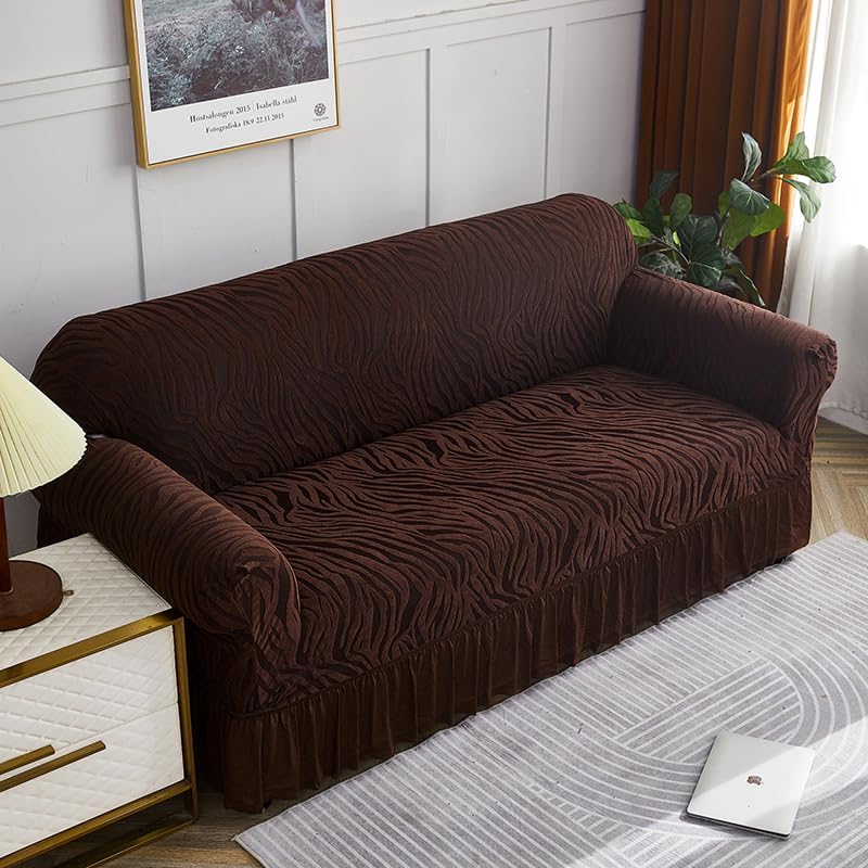 Zebra Velvet Sofa Covers (Dark Brown)