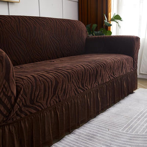 Zebra Velvet Sofa Covers (Dark Brown)