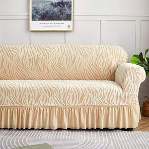 Zebra Velvet Sofa Covers (Beige)