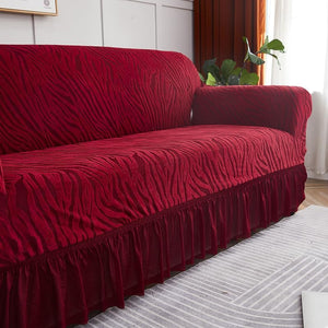 Zebra Velvet Sofa Covers (Maroon)
